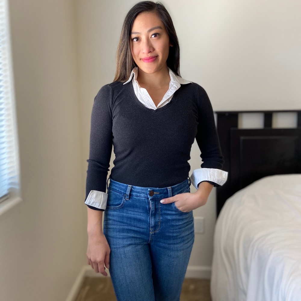 XS Ralph Lauren Gray 3/4 Length Sleeve Blouse